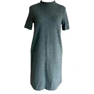 ZARA TRAFALUC Gray High Neck Short Sleeve A Line Midi Dress Size Small - NWOT